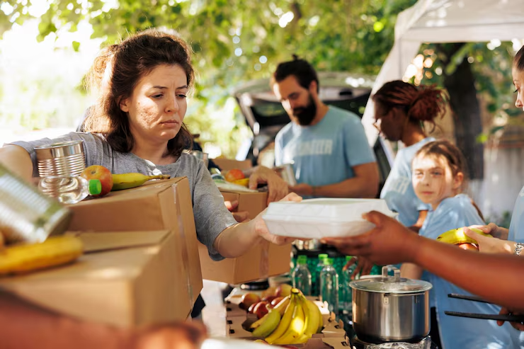 diverse-group-provides-aid-handing-out-meals-poor-needy-individuals-volunteers-all-backgrounds-come-